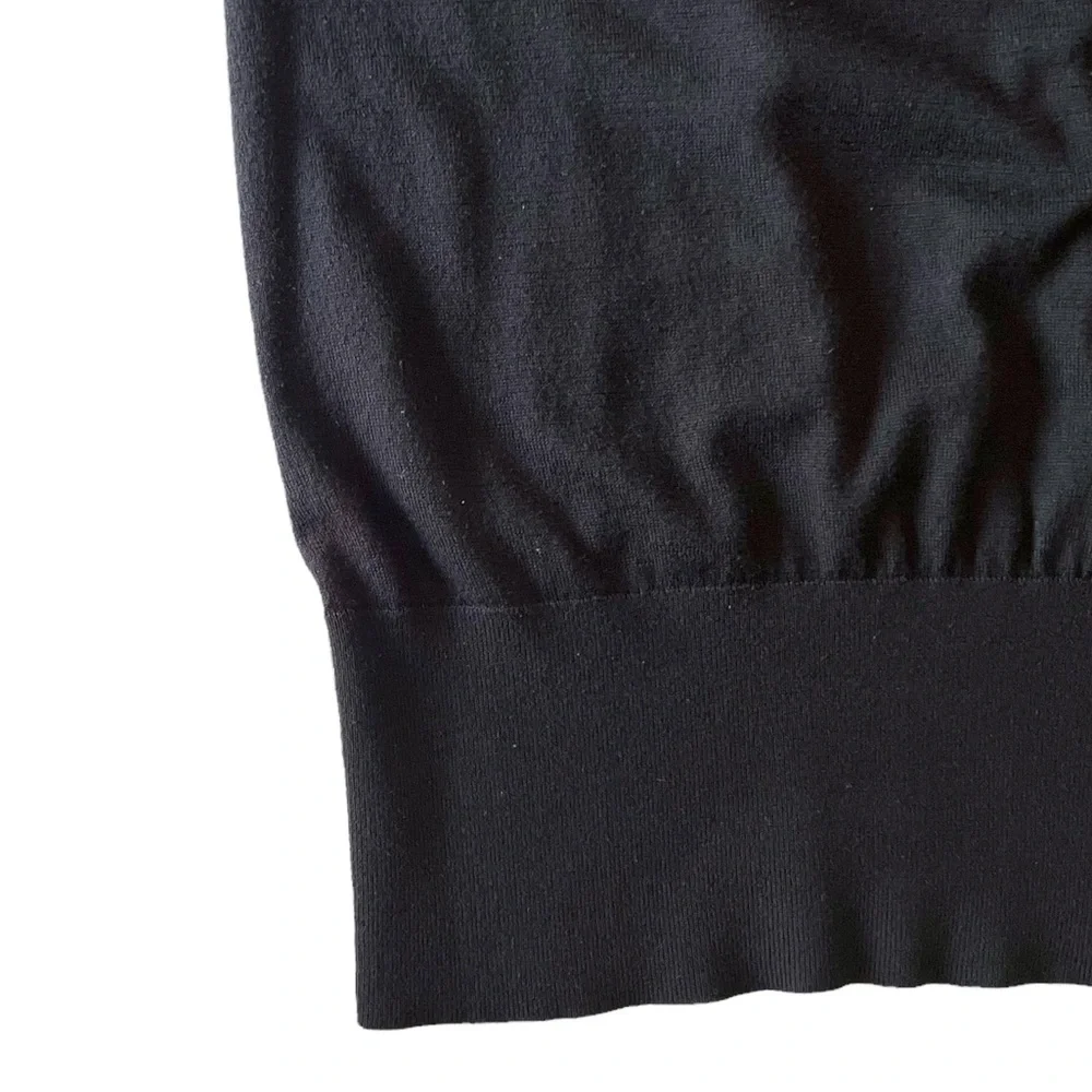 Ted Baker Black Cotton Knit V Neck Ribbon Dress | 3 (M) - Picture 8 of 10